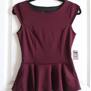 Charlotte Russe Wine Peplum Top With Belt